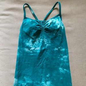 Athleta long tie dye tank with shelf bra